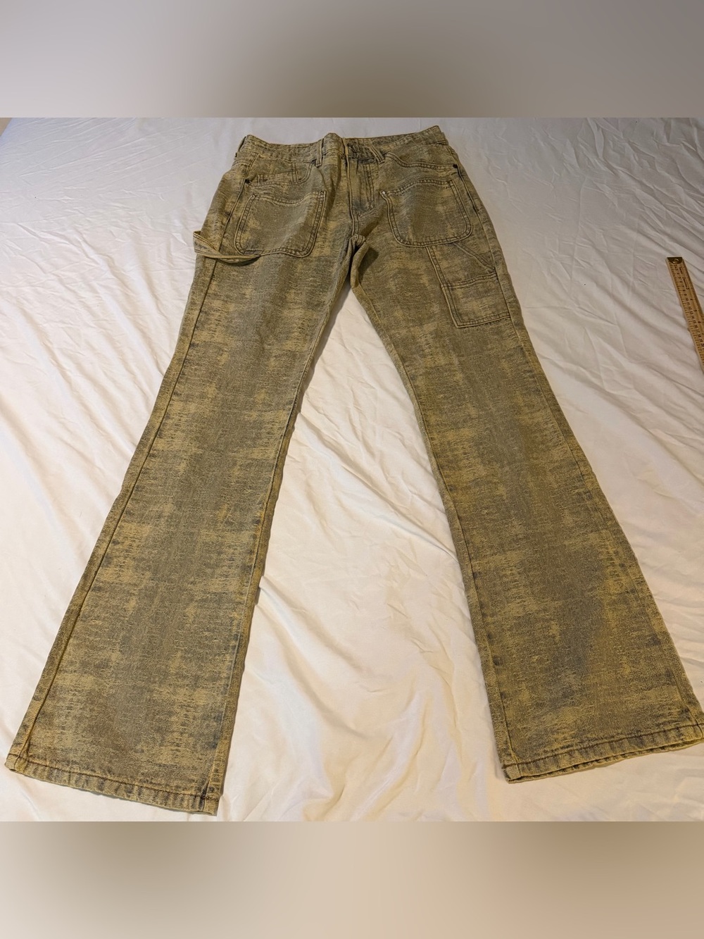 Men's Bootcut Utility Pants in Distressed Tan